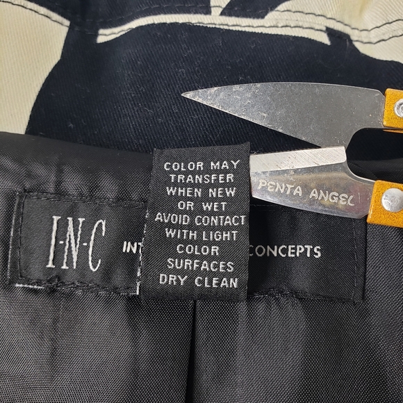 INC Abstract Geometric Bold Artsy Mod Pop-Art Chic Trench Style Belted Jacket M - Picture 5 of 13